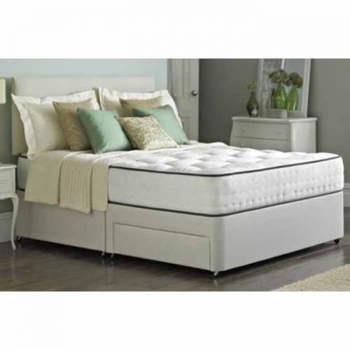 Bedford Damask Fabric Divan Bed Set, King Size Bed Set With Memory Foam Mattress