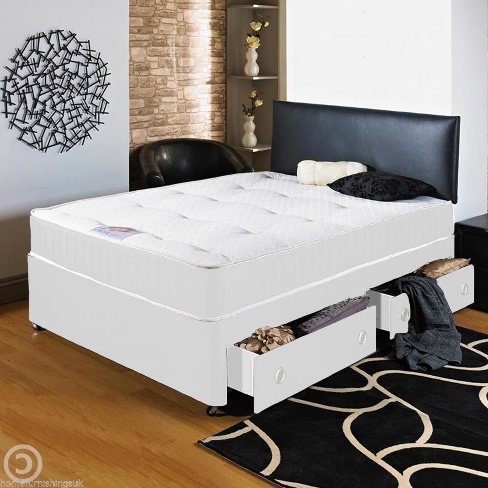 Bed With End Drawer No Headboard Hf4you 4Ft6 Double Divan Bed With Mattress.22Cm Deep! 